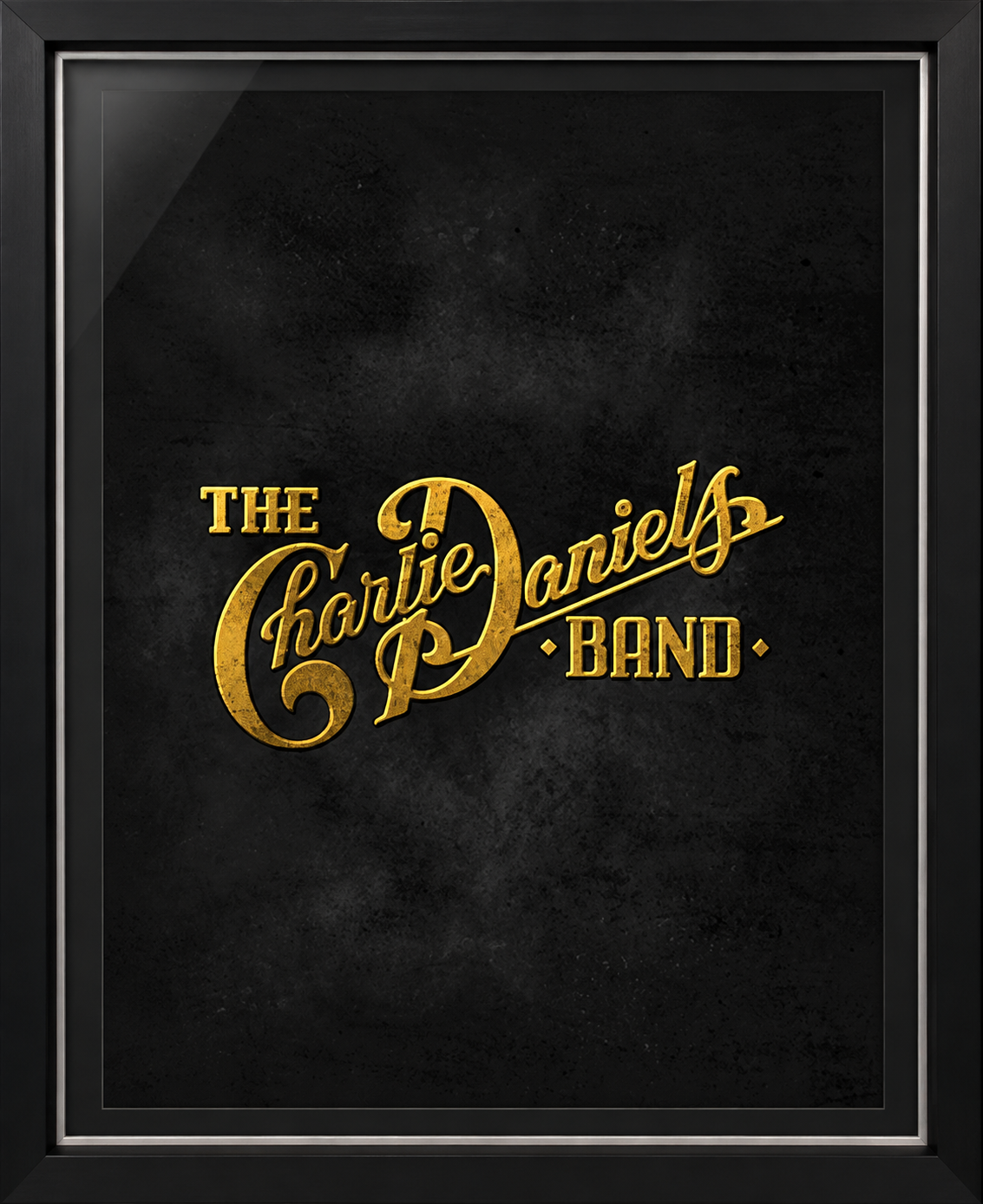 Framed Charlie Daniels Band artwork on the shelf back wall